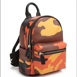 Orange camo mini backpack